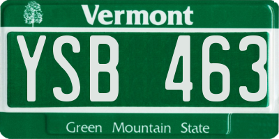 VT license plate YSB463