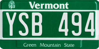 VT license plate YSB494
