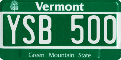VT license plate YSB500