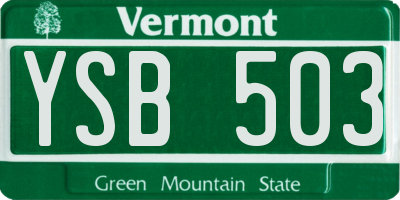VT license plate YSB503