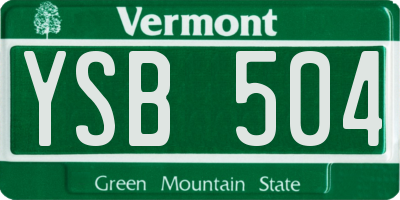VT license plate YSB504