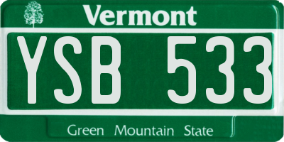 VT license plate YSB533
