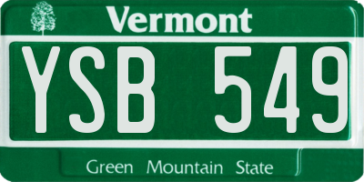 VT license plate YSB549