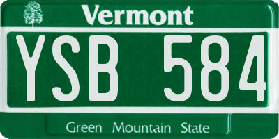 VT license plate YSB584