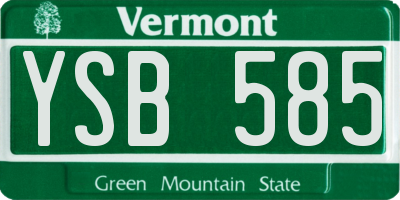 VT license plate YSB585