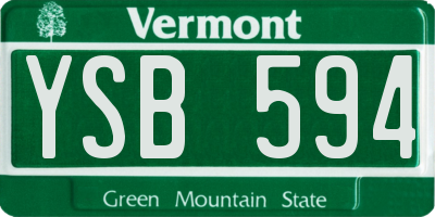 VT license plate YSB594