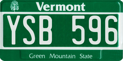 VT license plate YSB596