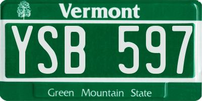 VT license plate YSB597