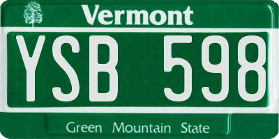 VT license plate YSB598
