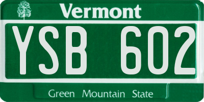 VT license plate YSB602