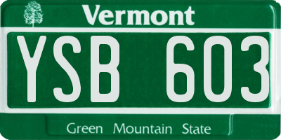 VT license plate YSB603