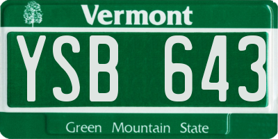 VT license plate YSB643
