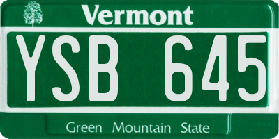 VT license plate YSB645