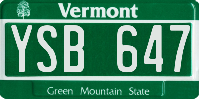 VT license plate YSB647