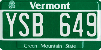 VT license plate YSB649