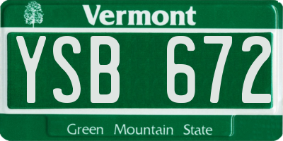 VT license plate YSB672