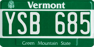 VT license plate YSB685