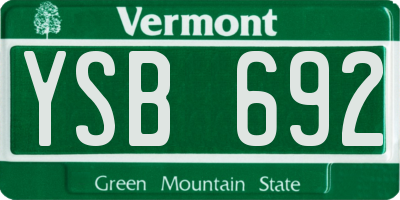 VT license plate YSB692