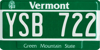VT license plate YSB722