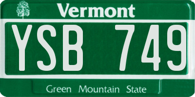 VT license plate YSB749