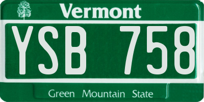 VT license plate YSB758