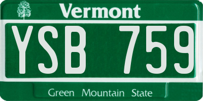 VT license plate YSB759