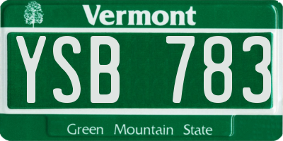 VT license plate YSB783