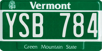 VT license plate YSB784