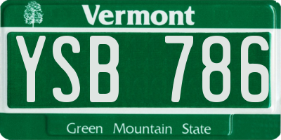 VT license plate YSB786