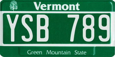 VT license plate YSB789