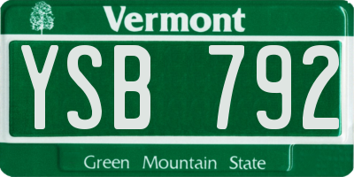 VT license plate YSB792