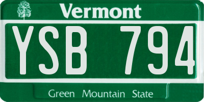 VT license plate YSB794