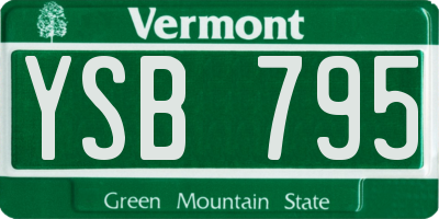 VT license plate YSB795