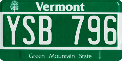 VT license plate YSB796