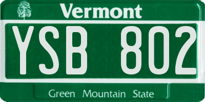 VT license plate YSB802
