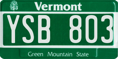 VT license plate YSB803