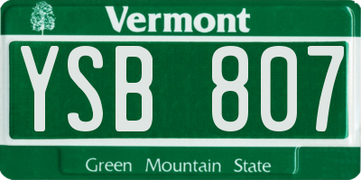 VT license plate YSB807