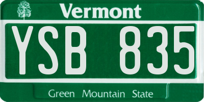 VT license plate YSB835