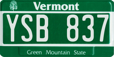 VT license plate YSB837