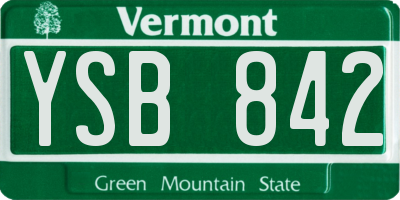 VT license plate YSB842