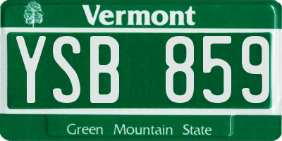 VT license plate YSB859