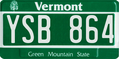 VT license plate YSB864