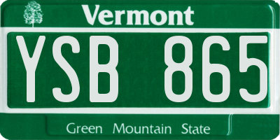 VT license plate YSB865