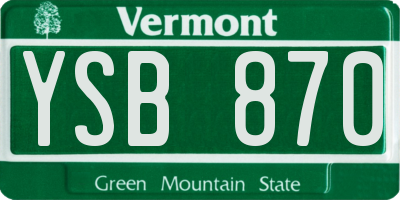 VT license plate YSB870