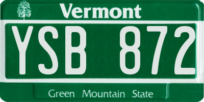 VT license plate YSB872