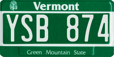 VT license plate YSB874