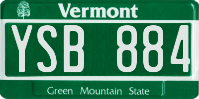 VT license plate YSB884