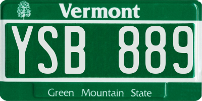 VT license plate YSB889