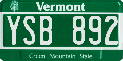 VT license plate YSB892