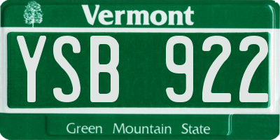 VT license plate YSB922